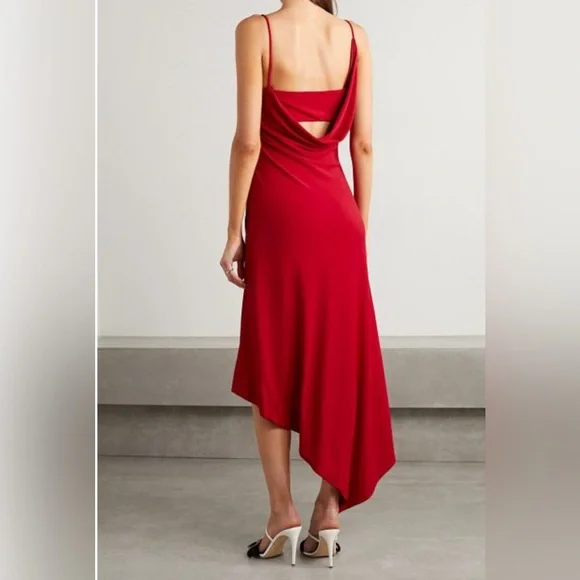New! MONSE Draped Asymmetric Slip Tank Dress‎ in Crimson Sz 12 $1,190